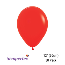 Sempertex Solid Red 12" Latex Balloons 50pk