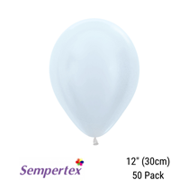 Sempertex Satin White 12" Latex Balloons 50pk