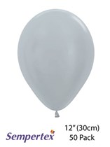 Sempertex Satin Silver 12" Latex Balloons 50pk