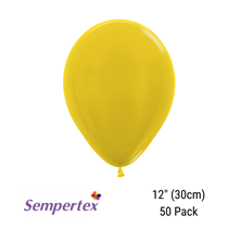 Sempertex Metallic Yellow 12" Latex Balloons 50pk