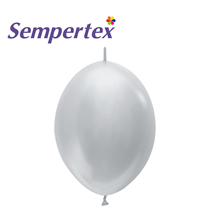Sempertex Metallic Silver 12" Link-O-Loon Latex Balloons 50pk