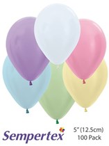 Sempertex Satin Assorted 5" Latex Balloons 100pk