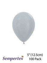 Sempertex Satin Silver 5" Latex Balloons 100pk