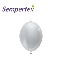 Sempertex Metallic Silver 6" Link-O-Loon Latex Balloons 50pk