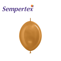 Sempertex Metallic Gold 6" Link-O-Loon Latex Balloons 50pk