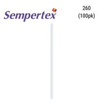 Sempertex Satin White 260 Modelling Latex Balloons 100pk
