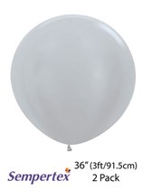 Sempertex Satin Silver 36" Latex Balloons 2pk