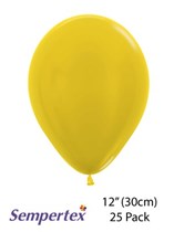 Sempertex Metallic Yellow 12" Latex Balloons 25pk