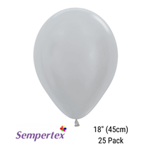 Sempertex Satin Silver 18" Latex Balloons 25pk