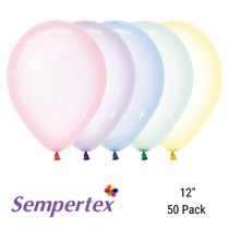 Sempertex 12" Crystal Clear Assorted Colour Latex Balloons 50pk