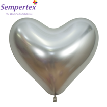 Sempertex Reflex Silver 14" Heart Latex Balloons 50pk