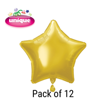 Unique Party Classic Gold 20" Foil Star Balloons 12pk