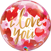 Valentine's Day I Love You Paper Hearts 22" Bubble Balloon