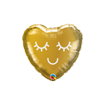 Gold Heart Eyelashes 9" Mini Foil Balloon