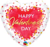 Valentine's Day Watercolour Hearts 18" Foil Balloon