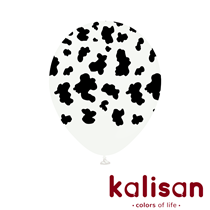 Kalisan Printed 12" Safari Cow White Latex Balloons 25pk