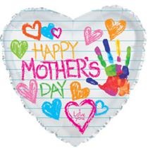 Happy Mother's Day Hearts & Hand Print 17" Foil Balloon