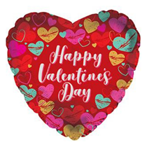 Happy Valentine's Textured Hearts 17" Foil Balloon