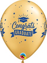 Gold Congrats Graduate Banner 11" Latex Balloons 25pk
