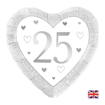 Happy 25th Anniversary 18" Heart Foil Balloon