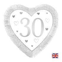 Happy 30th Anniversary 18" Heart Foil Balloon