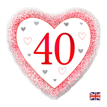 Happy 40th Anniversary 18" Heart Foil Balloon