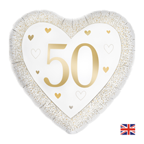 Happy 50th Anniversary 18" Heart Foil Balloon