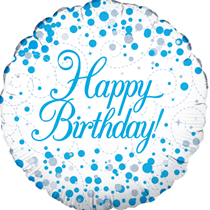 Happy Birthday Sparkling Fizz 18" Blue Foil Balloon