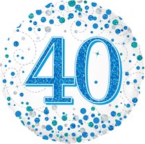 Blue Sparkling Fizz 40th Birthday 18" Foil Balloon