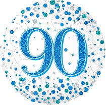 Blue Sparkling Fizz 90th Birthday 18" Foil Balloon