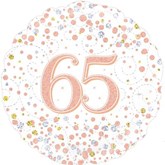 65th Birthday Sparkling Fizz White 18" Foil Balloon