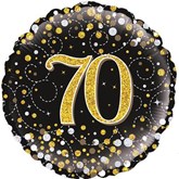 70th Birthday Sparkling Fizz Black 18" Foil Balloon