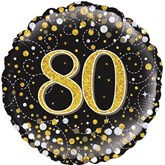 80th Birthday Sparkling Fizz Black 18" Foil Balloon