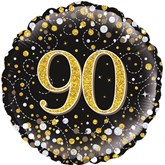 90th Birthday Sparkling Fizz Black 18" Foil Balloon