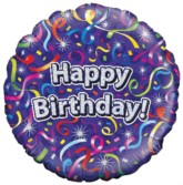 18" Happy Birthday Streamers Holographic Foil Balloon