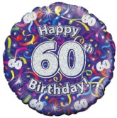 18" 60th Birthday Streamers Holographic Foil Balloon