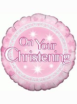 Pink Holographic On Your Christening 18" Foil Balloon