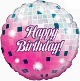 Happy Birthday Glitterball Holographic Foil Balloon 18"