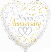 Happy Anniversary Heart Shaped Foil Balloon 18"
