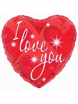 Valentine's Day I Love You Sparkle Heart Shaped Foil Balloon 18"