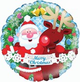 Christmas Santa & Rudolph 18" Foil Balloon