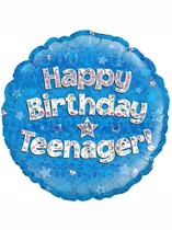 Happy Birthday Teenager Blue 18" Foil Balloon