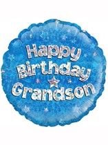 18" Happy Birthday Grandson Holographic Foil Balloon