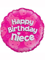 18" Happy Birthday Niece Holographic Foil Balloon