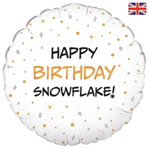Happy Birthday Snowflake 18" Round Foil Balloon