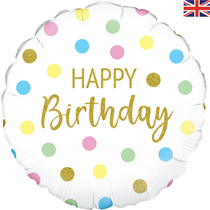 Pastel Dots Happy Birthday 18" Foil Balloon