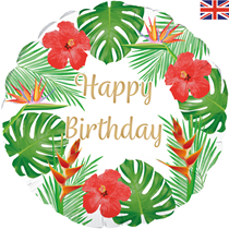 Tropical Happy Birthday 18" Round Foil Balloon