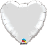 Platinum Silver 18" Heart Foil Balloon Pkgd