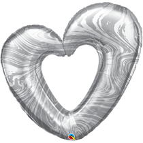 Marble Silver Open Heart 42" Foil Balloon