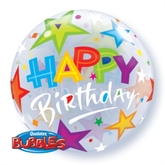 Happy Birthday Stars Bubble Balloon 22"